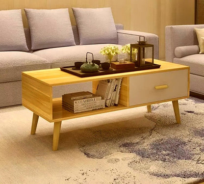 NNECN Coffee Table with Storage Drawer and Open Shelf-Furniture > Living Room > Coffee Tables-PEROZ Accessories