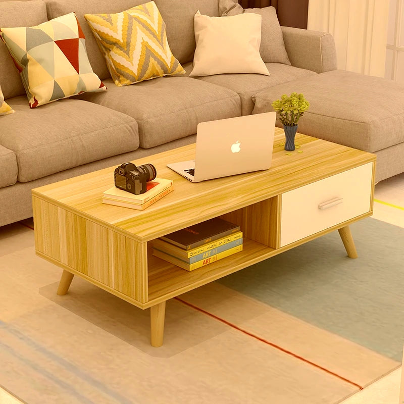 NNECN Coffee Table with Storage Drawer and Open Shelf-Furniture > Living Room > Coffee Tables-PEROZ Accessories