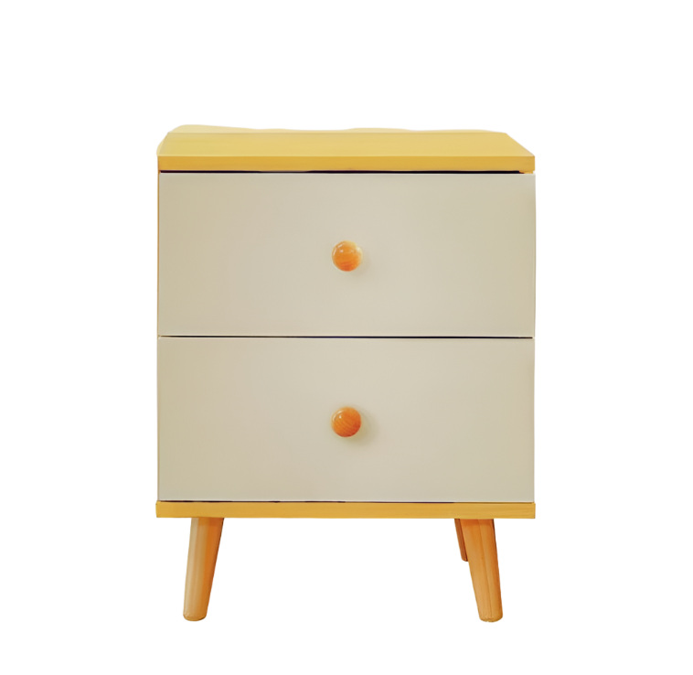 NNECN Wooden Bedside Cabinet with Two Drawers and Sturdy Legs-Furniture &gt; Bedroom &gt; Bedside Tables-PEROZ Accessories