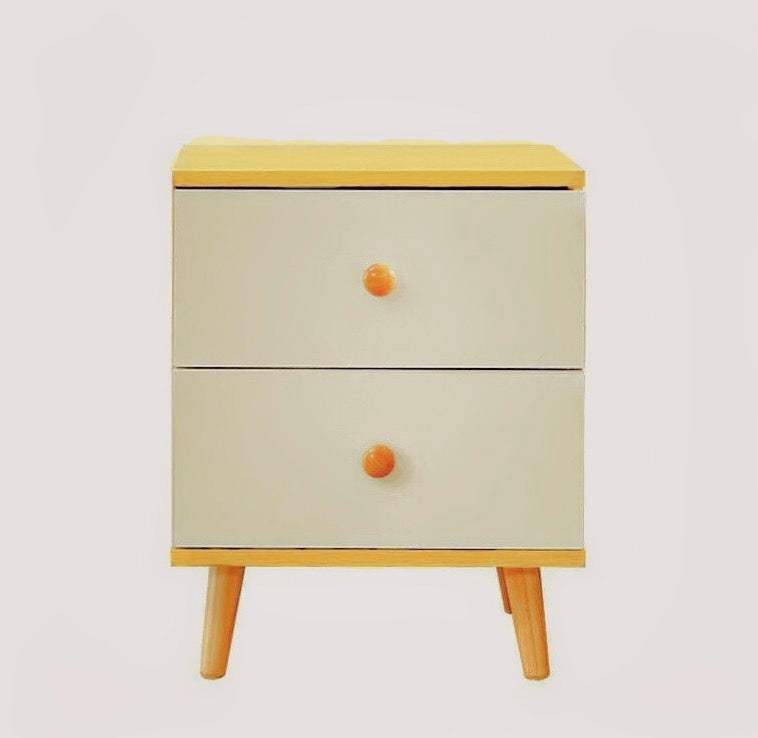 NNECN Wooden Bedside Cabinet with Two Drawers and Sturdy Legs-Furniture &gt; Bedroom &gt; Bedside Tables-PEROZ Accessories