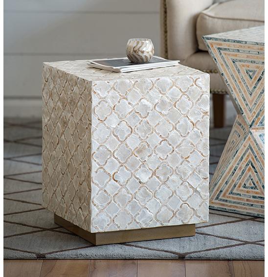 HAYMEN SQUARE SHELL STOOL/TABLE-Furniture > Living Room > Side Tables-PEROZ Accessories
