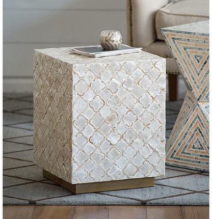 HAYMEN SQUARE SHELL STOOL/TABLE-Furniture > Living Room > Side Tables-PEROZ Accessories