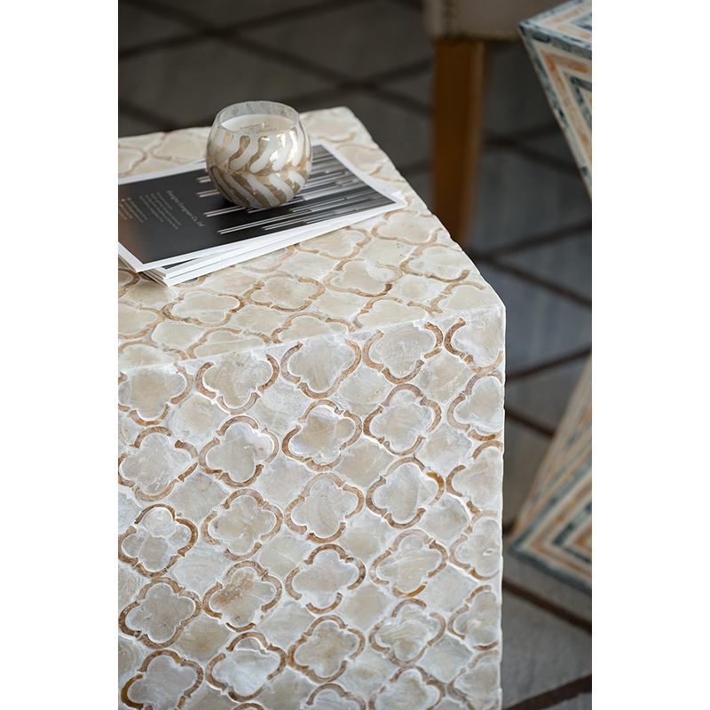 HAYMEN SQUARE SHELL STOOL/TABLE-Furniture > Living Room > Side Tables-PEROZ Accessories