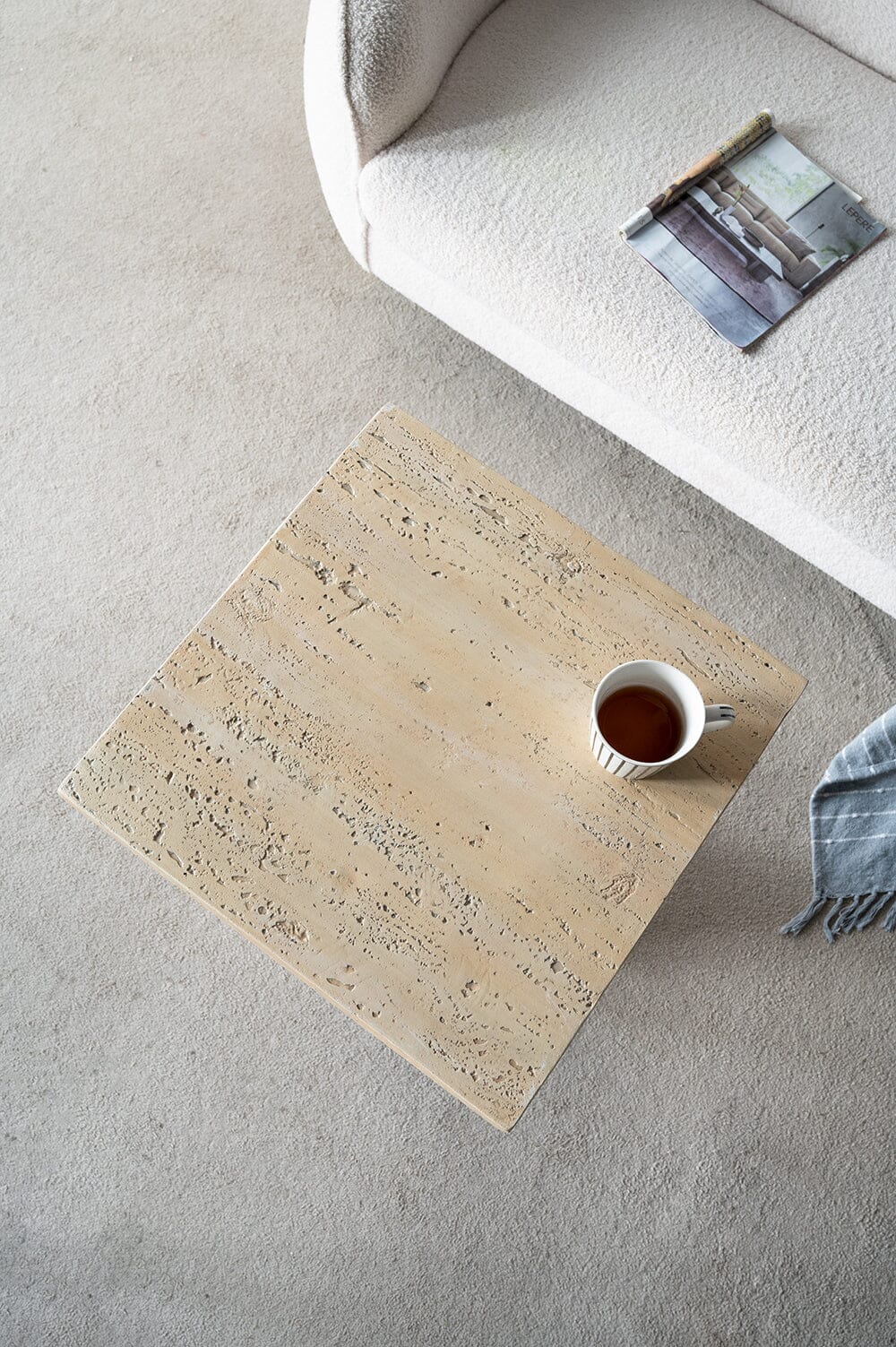 LOGAN CEMENT SQUARE SIDE TABLE-Furniture &gt; Living Room &gt; Side Tables-PEROZ Accessories