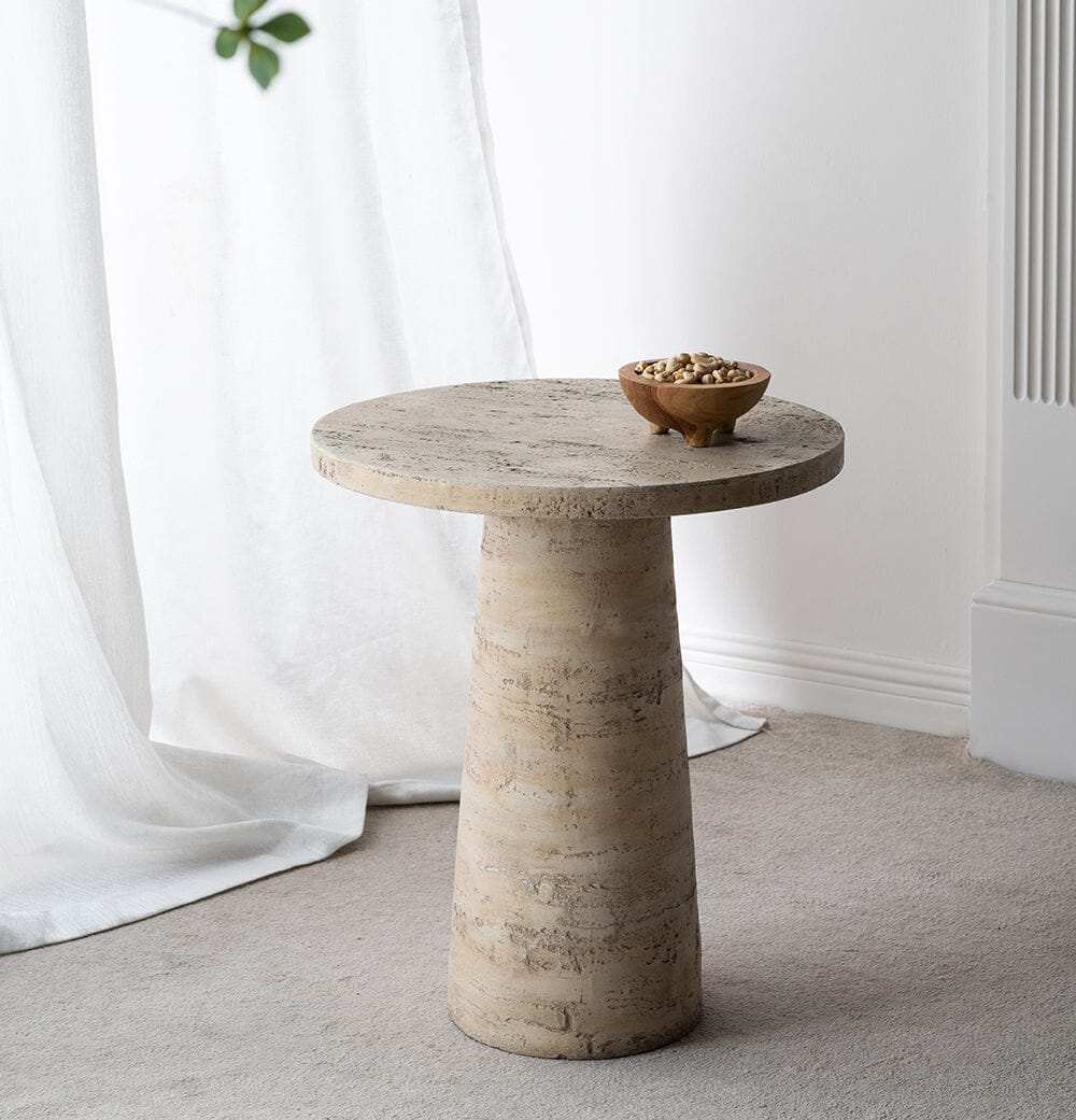 LOGAN CEMENT ROUND SIDE TABLE-Furniture &gt; Living Room &gt; Side Tables-PEROZ Accessories