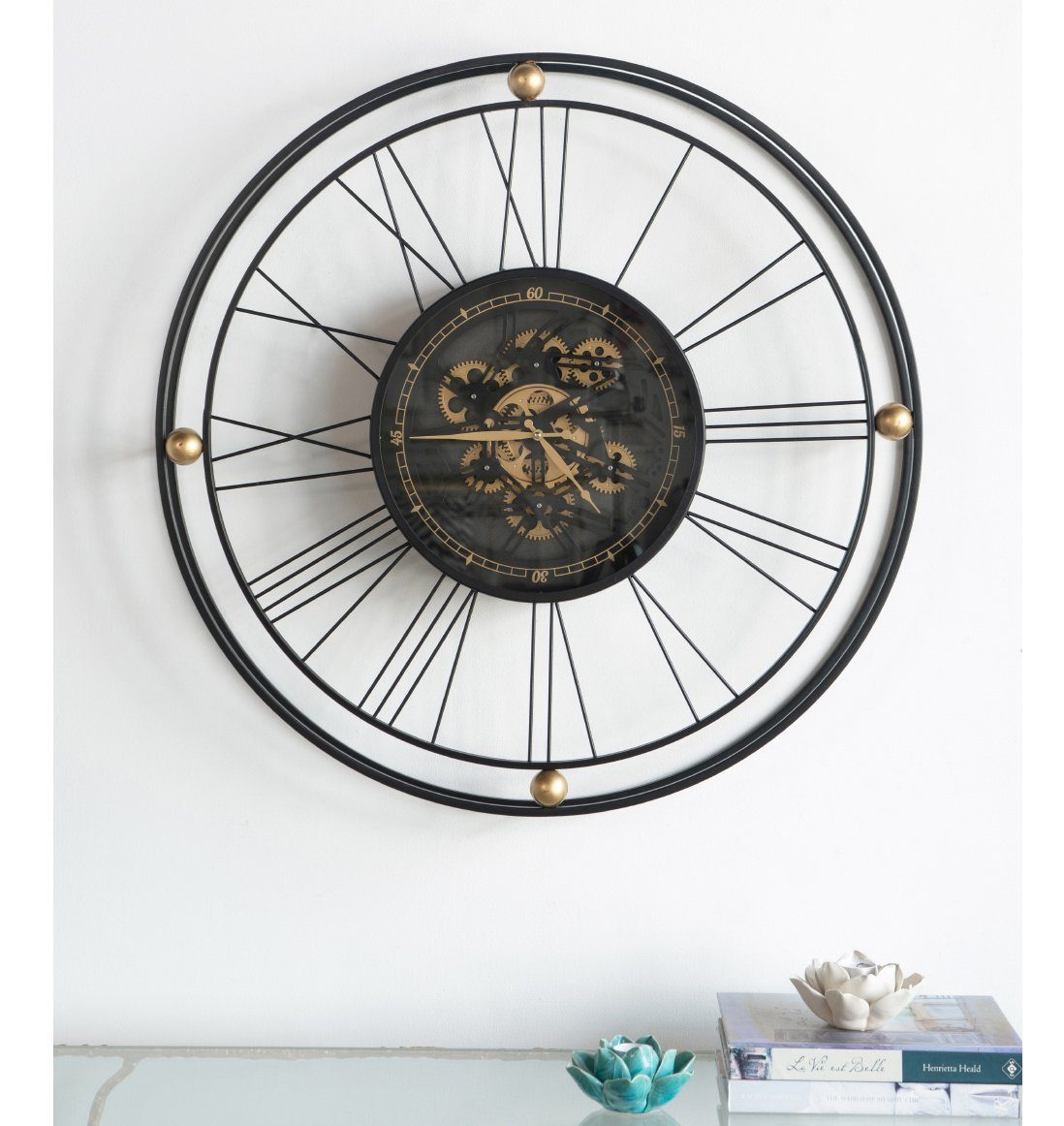 TRAVELER WALL CLOCK WITH MOVING 3D MECHANISM-Home &amp; Garden &gt; Decor &gt; Clocks-PEROZ Accessories