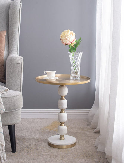 JESICCA MARBLE AND ALUMINUIM HAND MADE SIDE TABLE-Furniture &gt; Living Room &gt; Side Tables-PEROZ Accessories