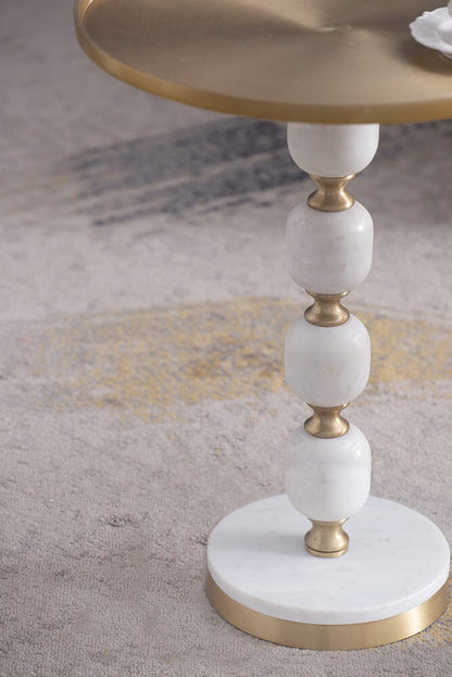 JESICCA MARBLE AND ALUMINUIM HAND MADE SIDE TABLE-Furniture &gt; Living Room &gt; Side Tables-PEROZ Accessories