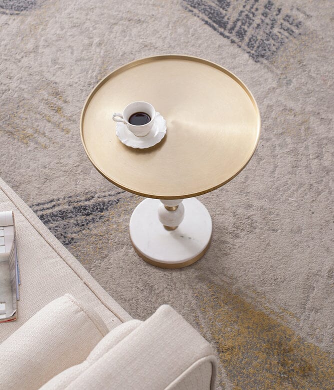 JESICCA MARBLE AND ALUMINUIM HAND MADE SIDE TABLE-Furniture &gt; Living Room &gt; Side Tables-PEROZ Accessories