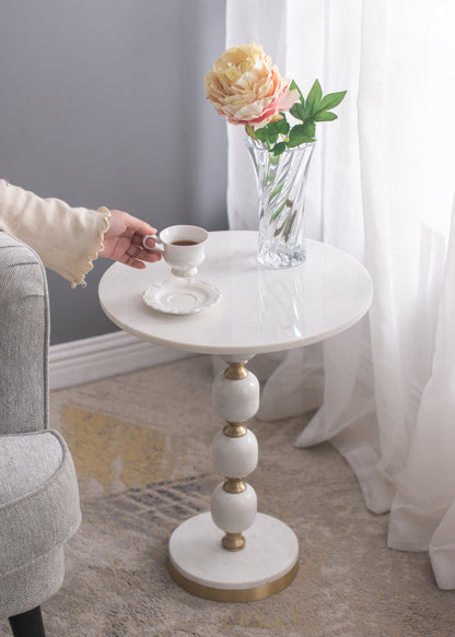 PEBBLE MARBLE AND ALUMINUIM HAND MADE SIDE TABLE-Furniture &gt; Living Room &gt; Side Tables-PEROZ Accessories