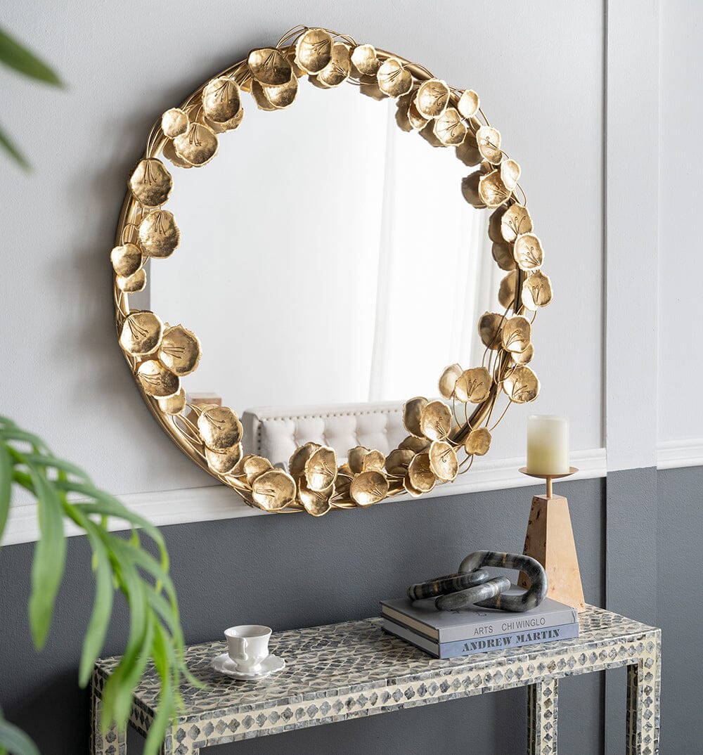 GOLD LEAF DESIGNER WALL MIRROR-Home &amp; Garden &gt; Decor &gt; Mirrors-PEROZ Accessories