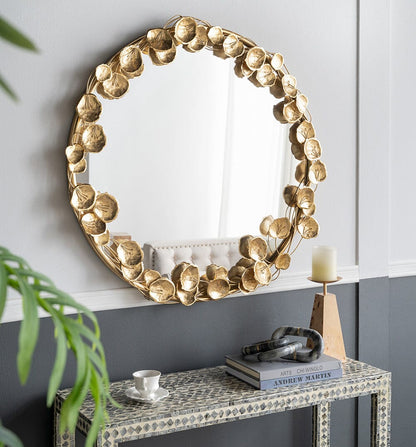GOLD LEAF DESIGNER WALL MIRROR-Home &amp; Garden &gt; Decor &gt; Mirrors-PEROZ Accessories