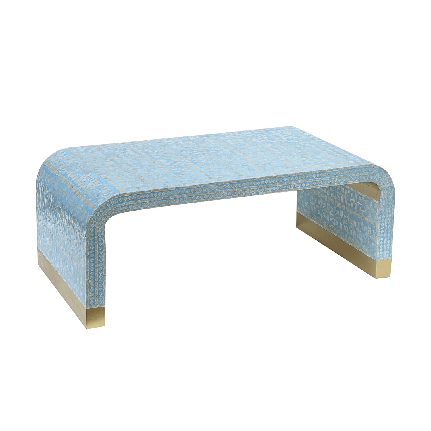 MOTHER OF PEARL MEDITERRANEAN BREEZE LOW PROFILE COFFEE TABLE-Furniture > Living Room > Coffee Tables-PEROZ Accessories