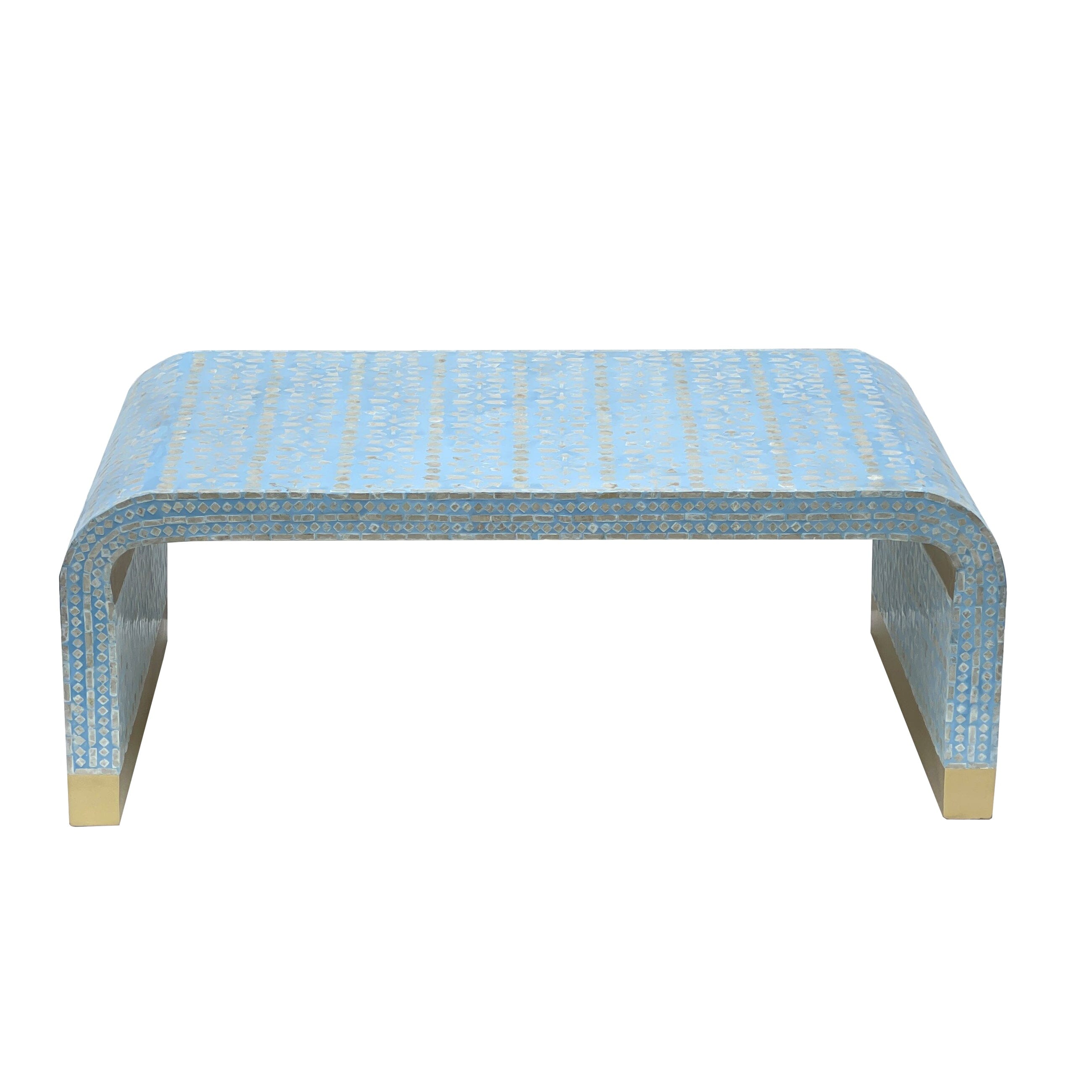MOTHER OF PEARL MEDITERRANEAN BREEZE LOW PROFILE COFFEE TABLE-Furniture > Living Room > Coffee Tables-PEROZ Accessories
