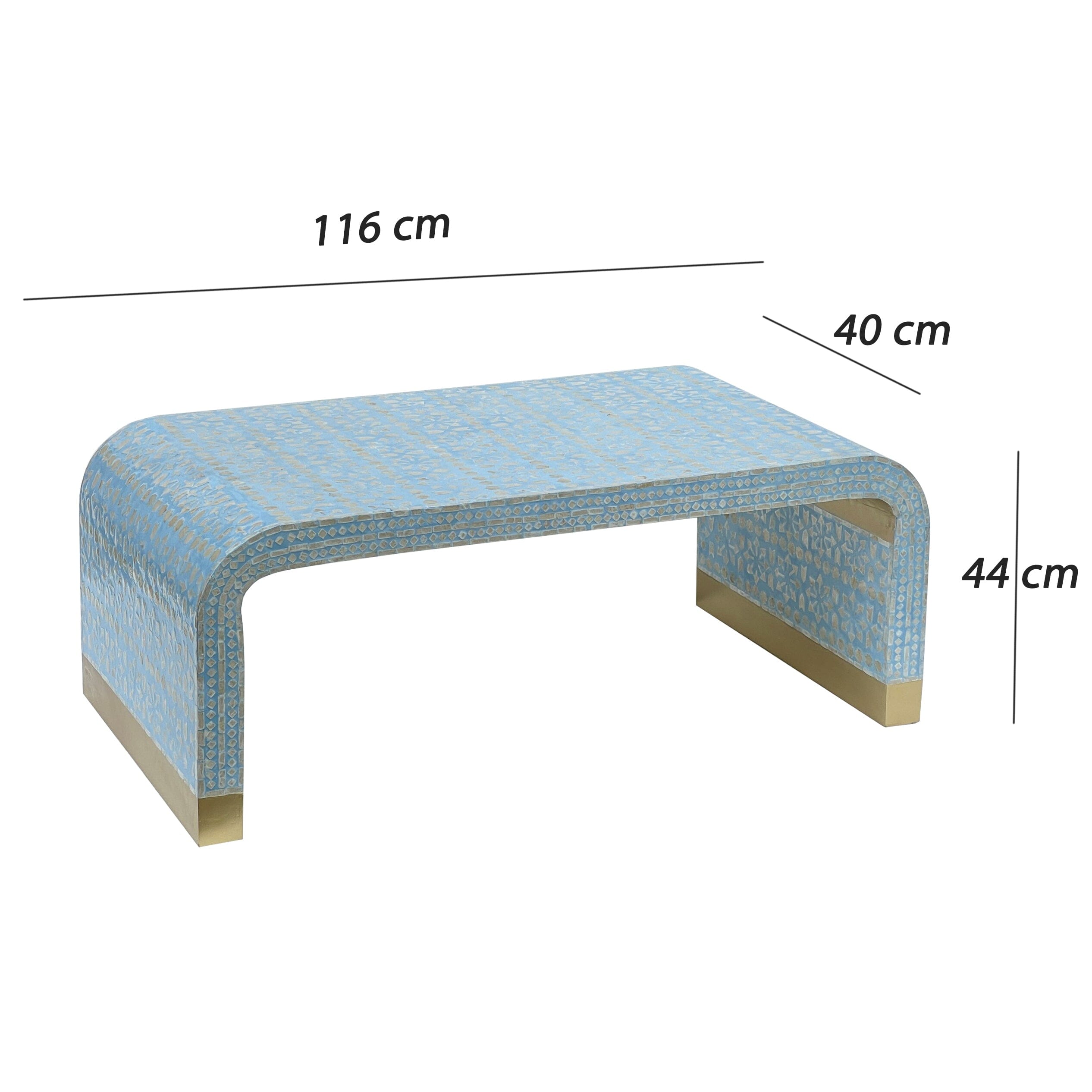 MOTHER OF PEARL MEDITERRANEAN BREEZE LOW PROFILE COFFEE TABLE-Furniture > Living Room > Coffee Tables-PEROZ Accessories