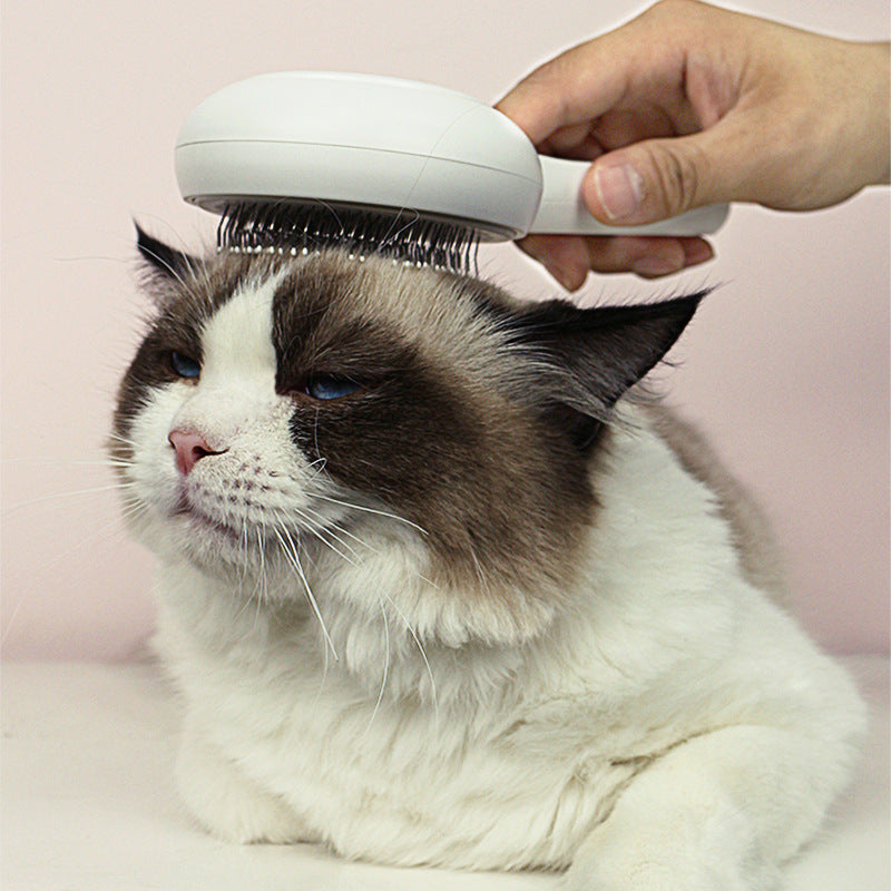 Gentle Self-Cleaning Cat Grooming Brush with Ergonomic Handle and Stainless Steel Bristles-Pet Care &gt; Cleaning &amp; Maintenance &gt; Pet Grooming Supplies-PEROZ Accessories