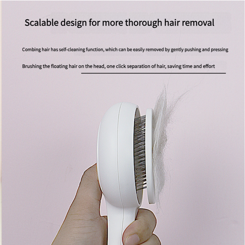 Gentle Self-Cleaning Cat Grooming Brush with Ergonomic Handle and Stainless Steel Bristles-Pet Care &gt; Cleaning &amp; Maintenance &gt; Pet Grooming Supplies-PEROZ Accessories