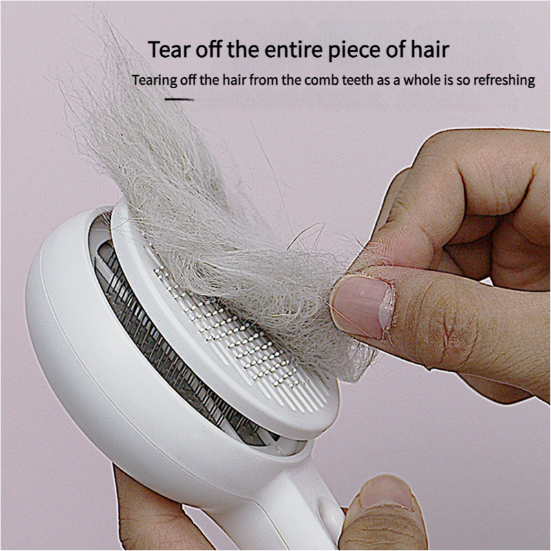 Gentle Self-Cleaning Cat Grooming Brush with Ergonomic Handle and Stainless Steel Bristles-Pet Care &gt; Cleaning &amp; Maintenance &gt; Pet Grooming Supplies-PEROZ Accessories
