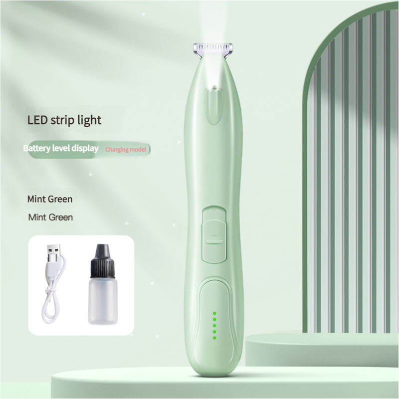 Mint Green LED Pet Hair Trimmer with USB Charging and Battery Level Display-Pet Care &gt; Cleaning &amp; Maintenance &gt; Pet Grooming Supplies-PEROZ Accessories