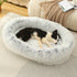 Fluffy Donut-Shaped Pet Bed- Soft, Cozy, and Anti-Anxiety for Dogs and Cats, Machine Washable Gradient Gray Size:M 75*55*18cm-Pet Care > Dog Supplies > Dog Beds-PEROZ Accessories