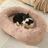 Fluffy Donut-Shaped Pet Bed- Soft, Cozy, and Anti-Anxiety for Dogs and Cats, Machine Washable Beige Brown Size:M 75*55*18cm-Pet Care > Dog Supplies > Dog Beds-PEROZ Accessories