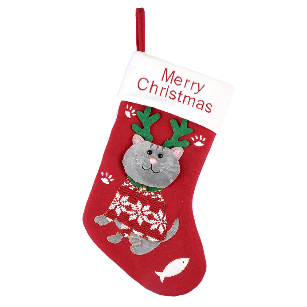 2pcs cute cat christmas stockings cartoon christmas socks gift bag christmas decoration socks christmas tree pendant-Occasions &gt; Christmas &gt; Christmas Decorations-PEROZ Accessories