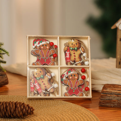 3 boxe style a set New Christmas Decorations, Small Wooden Pendants, Christmas Tree Decorations, 12 Wooden Box Packaging Pendants-Occasions &gt; Christmas &gt; Christmas Decorations-PEROZ Accessories