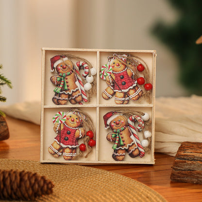 3 boxe style a set New Christmas Decorations, Small Wooden Pendants, Christmas Tree Decorations, 12 Wooden Box Packaging Pendants-Occasions &gt; Christmas &gt; Christmas Decorations-PEROZ Accessories