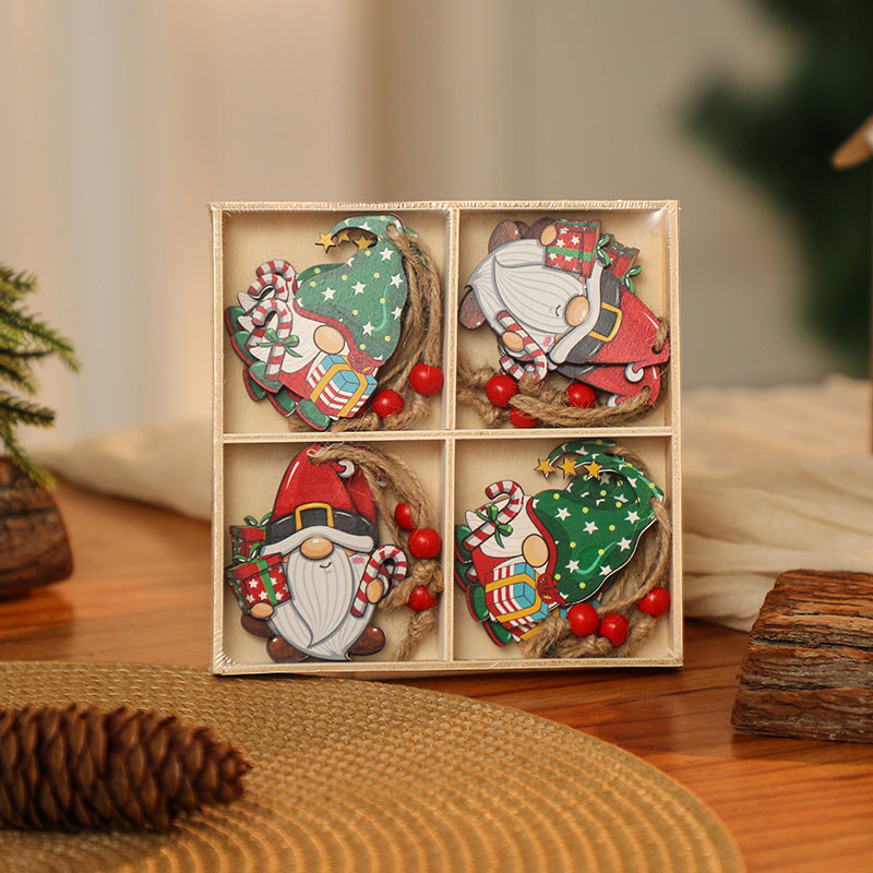 3 boxe style a set New Christmas Decorations, Small Wooden Pendants, Christmas Tree Decorations, 12 Wooden Box Packaging Pendants-Occasions &gt; Christmas &gt; Christmas Decorations-PEROZ Accessories