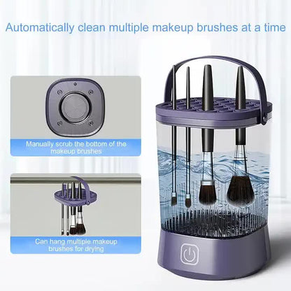 Electric Makeup Brush Cleaner with USB Rechargeable Design - Fast, Convenient Cleaning for All Brush Sizes(White)-Health &amp; Beauty &gt; Cosmetic Storage &gt; Makeup Organisation &amp; Storage-PEROZ Accessories