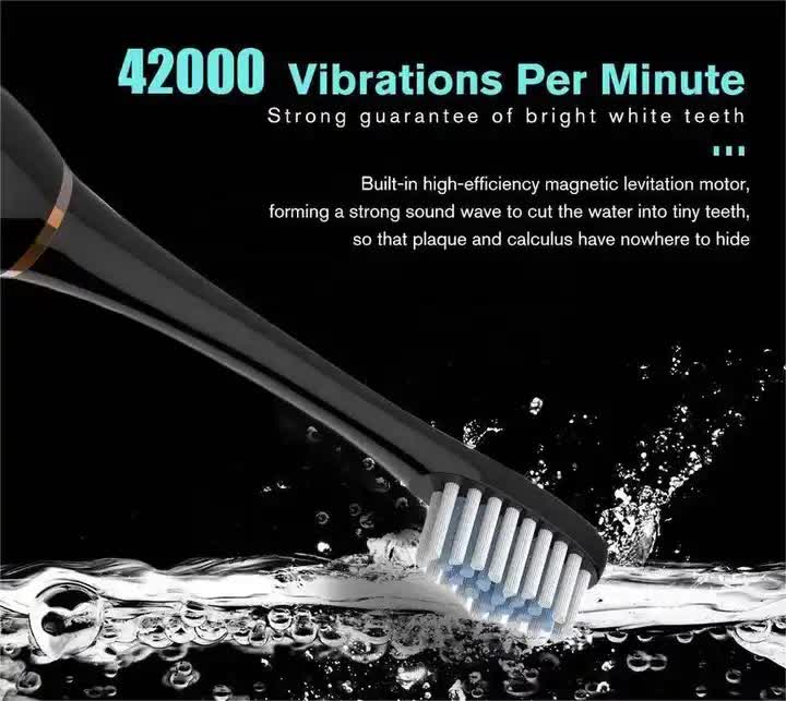 X-3 Sonic Electric Toothbrush in Black, 8 Brush Heads, Travel Case, USB Charging, and Stand Included-Oral Care-PEROZ Accessories