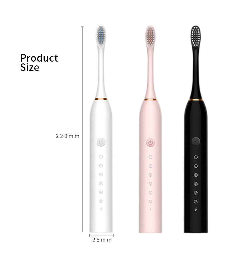 X-3 Sonic Electric Toothbrush in Black, 8 Brush Heads, Travel Case, USB Charging, and Stand Included-Oral Care-PEROZ Accessories
