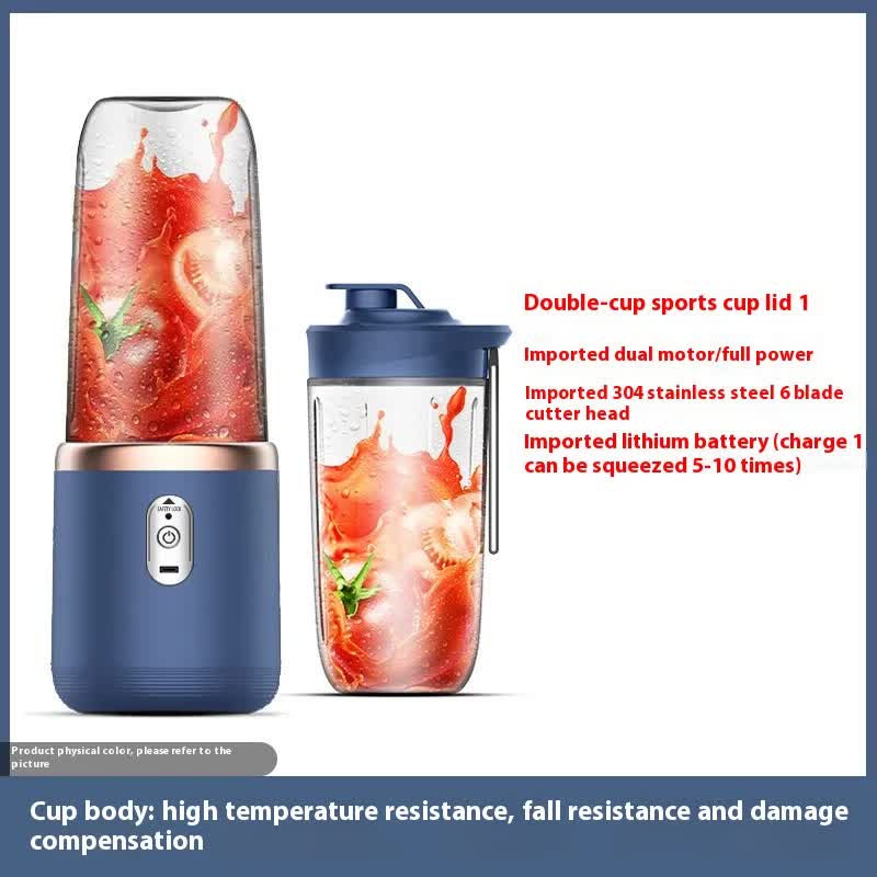 Portable High-Speed Blender with USB Rechargeable Battery - 2-in-1 Bottle and Cup Design, Compact and Powerful-Home &amp; Garden &gt; Kitchenware &gt; Kitchen Utensils-PEROZ Accessories