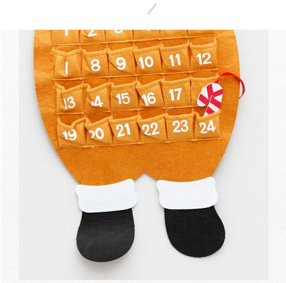Reindeer Advent Calendar - Felt Christmas Countdown with 24 Pockets, Wall Hanging Decoration for Kids-Occasions &gt; Christmas &gt; Christmas Decorations-PEROZ Accessories