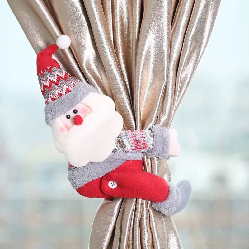 Santa Claus Curtain Tieback - Plush Christmas Curtain Holder for Festive Home Decor 22*44cm 2 PCS-Occasions &gt; Christmas &gt; Christmas Decorations-PEROZ Accessories