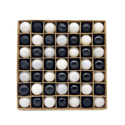 49-Piece Christmas Ornament Set - 3cm Black, White Baubles for Christmas Tree Decoration-Occasions &gt; Christmas &gt; Christmas Decorations-PEROZ Accessories