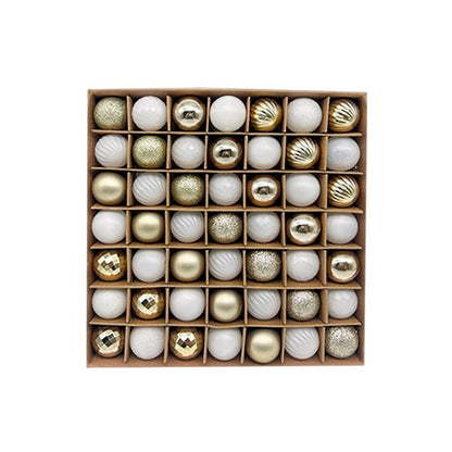 49-Piece Christmas Ornament Set - 3cm White, Gold Baubles for Christmas Tree Decoration-Occasions &gt; Christmas &gt; Christmas Decorations-PEROZ Accessories