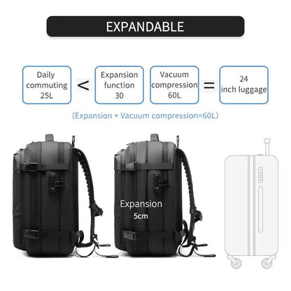 Gray Expandable Waterproof Laptop Backpack - Fits 17-Inch Laptop, Anti-Theft Design, Travel Friendly-Home &amp; Garden &gt; Travel &gt; Backpacks-PEROZ Accessories