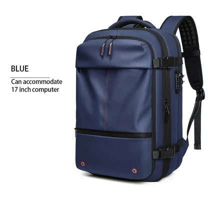 Blue Expandable Waterproof Laptop Backpack - Fits 17-Inch Laptop, Anti-Theft Design, Travel Friendly-Home &amp; Garden &gt; Travel &gt; Backpacks-PEROZ Accessories