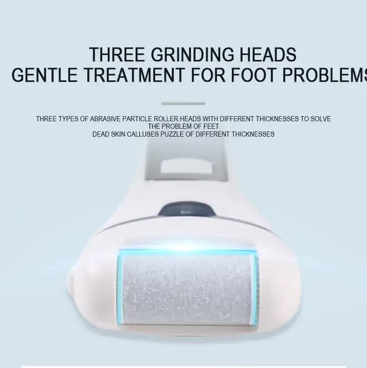 White Rechargeable Electric Foot File Callus Remover with LED Display and USB Charging-Foot Care-PEROZ Accessories