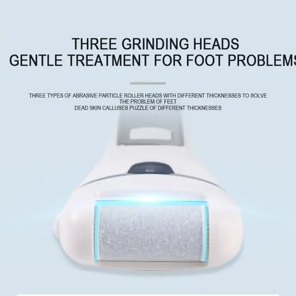 White Rechargeable Electric Foot File Callus Remover with LED Display and USB Charging-Foot Care-PEROZ Accessories