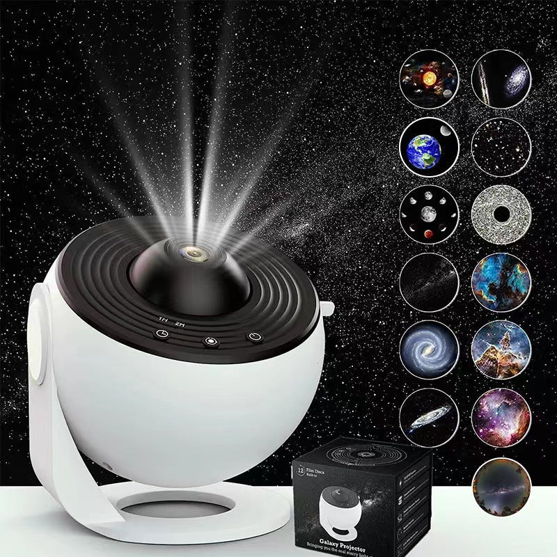 High-Definition Focusable Starry Galaxy Projector Lamp - Creative Bedroom Mood Light with 13 Film Slides (Black &amp; White)-Audio &amp; Video &gt; Projectors &amp; Accessories &gt; Projectors-PEROZ Accessories
