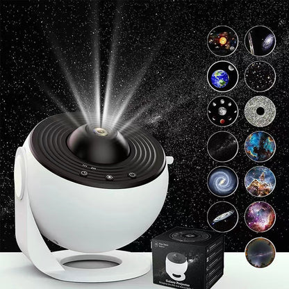 High-Definition Focusable Starry Galaxy Projector Lamp - Creative Bedroom Mood Light with 13 Film Slides (Black &amp; White)-Audio &amp; Video &gt; Projectors &amp; Accessories &gt; Projectors-PEROZ Accessories