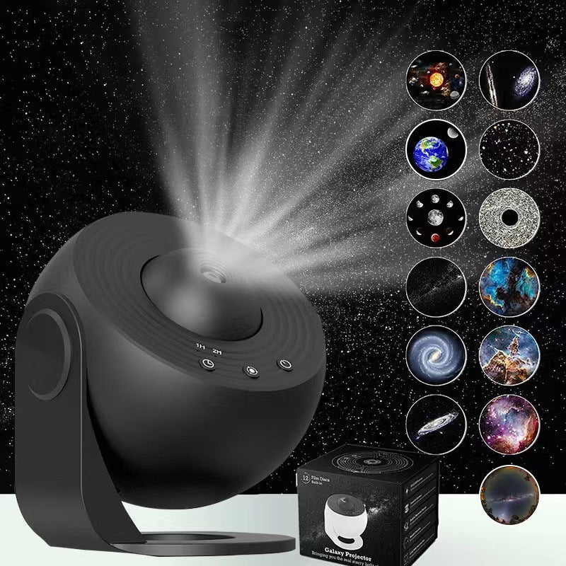 High-Definition Focusable Starry Galaxy Projector Lamp - Creative Bedroom Mood Light with 13 Film Slides (Black)-Audio &amp; Video &gt; Projectors &amp; Accessories &gt; Projectors-PEROZ Accessories