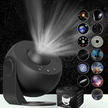 High-Definition Focusable Starry Galaxy Projector Lamp - Creative Bedroom Mood Light with 13 Film Slides (Black)-Audio &amp; Video &gt; Projectors &amp; Accessories &gt; Projectors-PEROZ Accessories