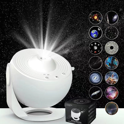High-Definition Focusable Starry Galaxy Projector Lamp - Creative Bedroom Mood Light with 13 Film Slides (White)-Audio &amp; Video &gt; Projectors &amp; Accessories &gt; Projectors-PEROZ Accessories