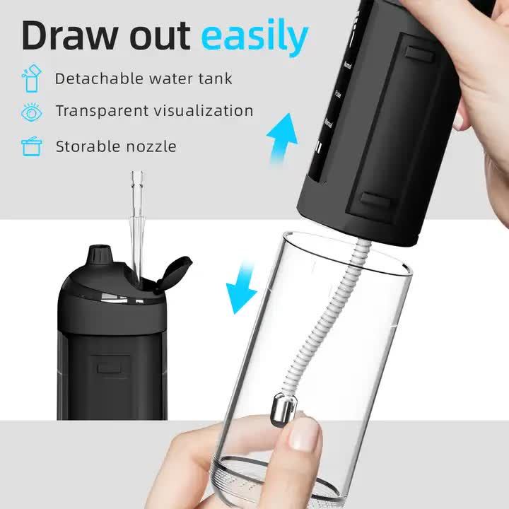 L13 Black Portable Electric Water Flosser - Handheld Teeth Cleaner, USB Rechargeable, Deep Oral Irrigator-Oral Care-PEROZ Accessories