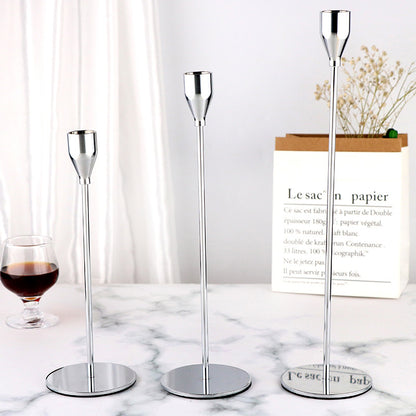 Minimalist Silver Metal Candle Holder Set - 3-Piece Romantic Candle Cup Set for Living Room Decor, Elegant Dinner Table Accent-Home &amp; Garden &gt; Decor &gt; Candle Accessories-PEROZ Accessories