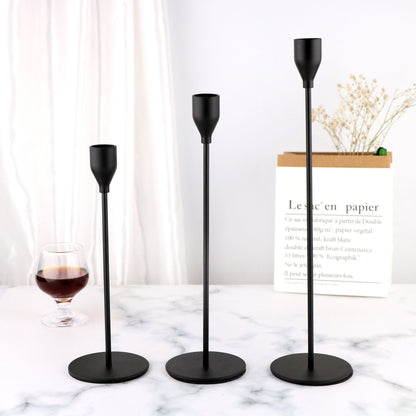 Minimalist Black Metal Candle Holder Set - 3-Piece Romantic Candle Cup Set for Living Room Decor, Elegant Dinner Table Accent-Home &amp; Garden &gt; Decor &gt; Candle Accessories-PEROZ Accessories