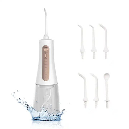 White Portable Rechargeable Water Flosser - Handheld Oral Irrigator for Teeth &amp; Gums-Oral Care-PEROZ Accessories